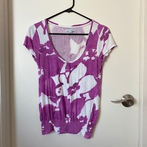 White and purple blouse